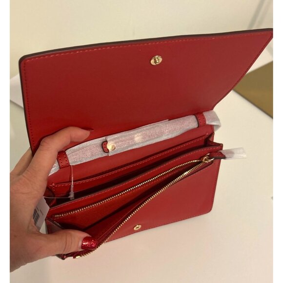 NWT Anna Foldover Clutch Crossbody Signature Canvas Leather Walnut Brown - Picture 11 of 11